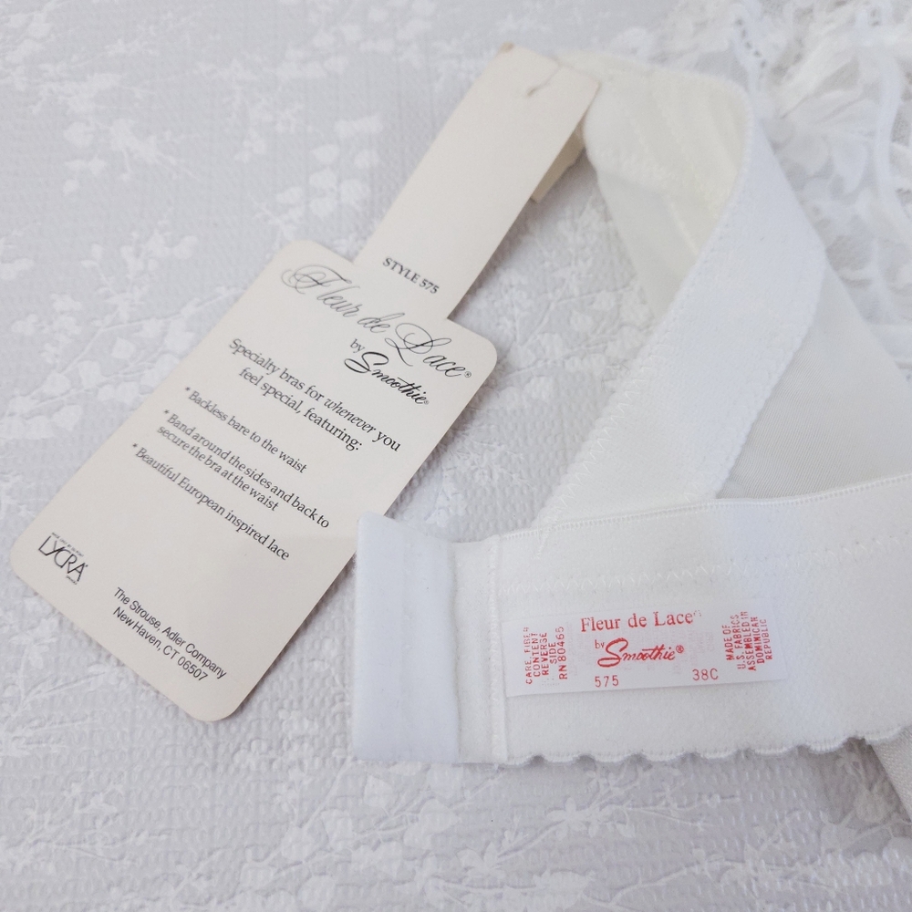 Vintage Fleur De Lace By Smoothie White Lace Bustier 38C - Picture 5 of 7